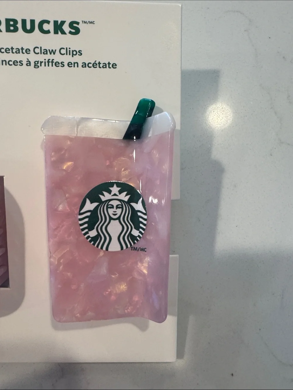 Viral Starbucks Pink Strawberry & Pink Iced Cup Claw Clips with Green Accents - Picture 4 of 4